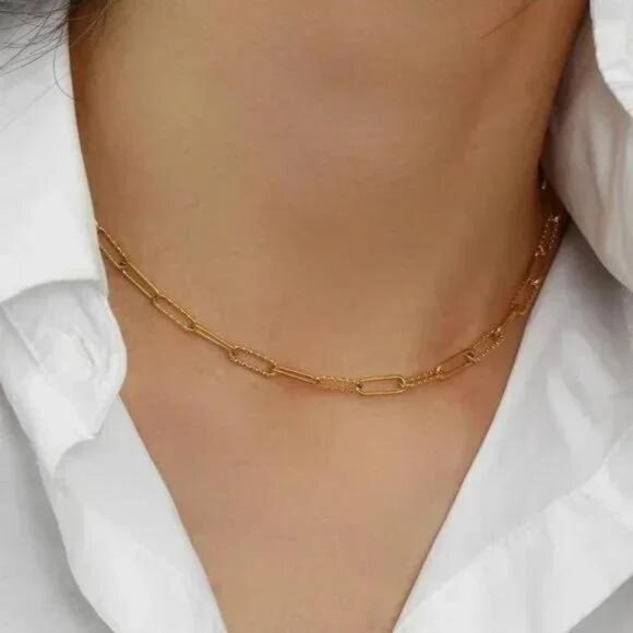 \\ NEW \\ 18K GOLD \\ THIN LINK CHAIN NECKLACE\\NICE NECKLACE\\CUTE NECKLACE. - Picture 1 of 7